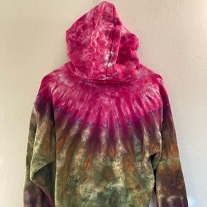 Tie Dye pink & green Hoodie Sweatshirt